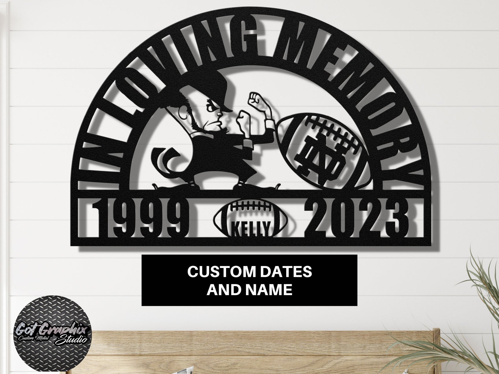 Notre Dame Football Memorial, Fighting Irish Sympathy Gift, Memory Gift for Him, Custom Memories, Sympathy Loss of Father, Condolence Sign