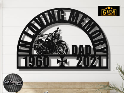 Motorcycle Memorial Gift, Dad Bereavement Gift, Loss of Brother Memorial Hanging Wall Decor, In Loving Memory, Father Grave Remembrance