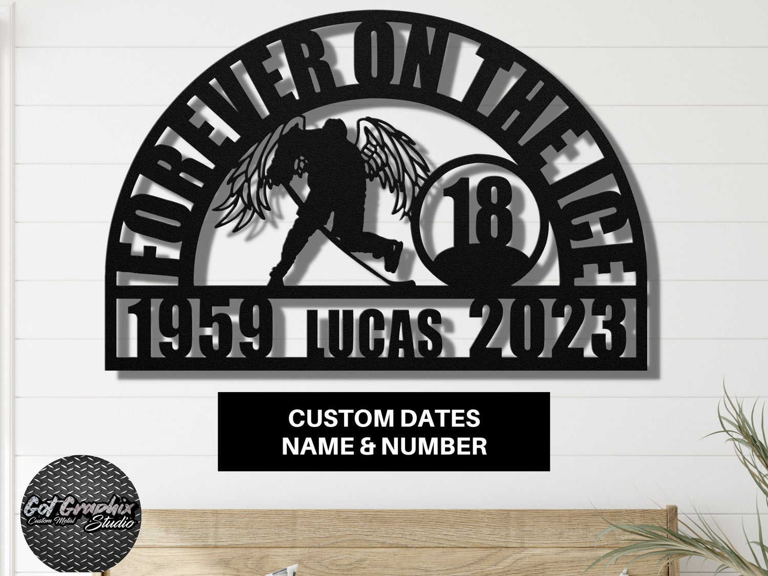 Custom Hockey Player Memorial Sign - Personalized Ice Hockey Tribute Plaque - Handcrafted Sports Remembrance Gift