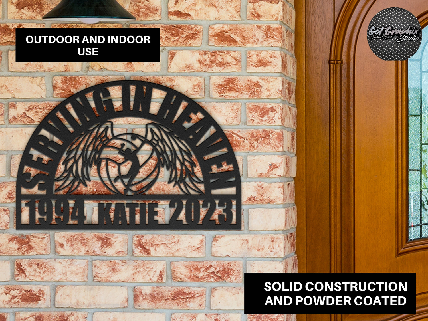 Custom Volleyball Player Memorial Sign - Personalized Sports Tribute Plaque - In Loving Memory - Serving in Heaven