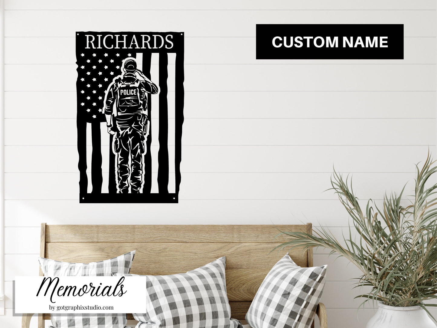 Personalized Police Officer Metal Art Sign - Thank You Police Metal Home Decor Gift