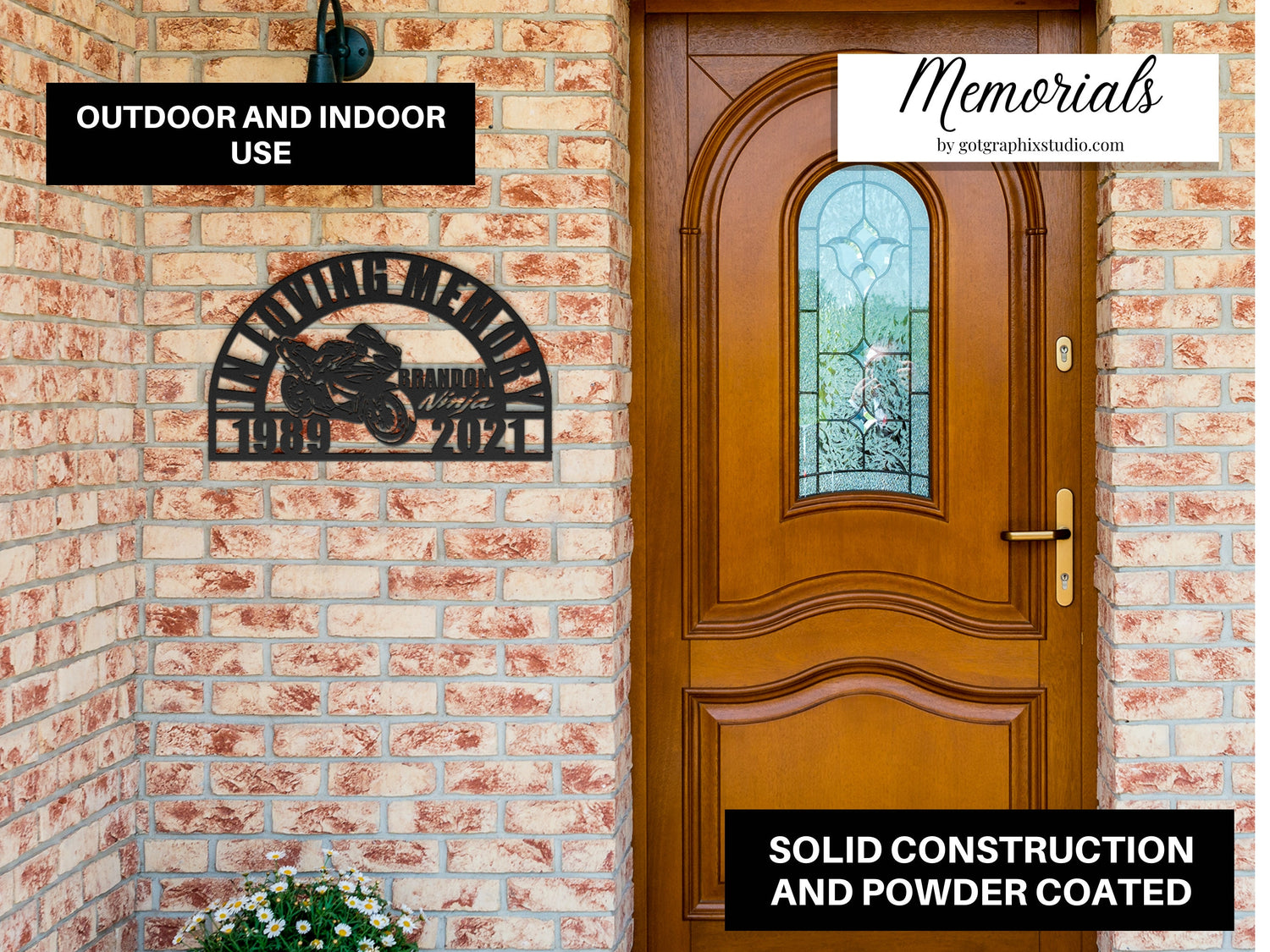 Ninja Motorcycle Sympathy Gift Loss of Loved One - Personalized Kawasaki Sports Bike Memorial Grave Decoration for Cemetery