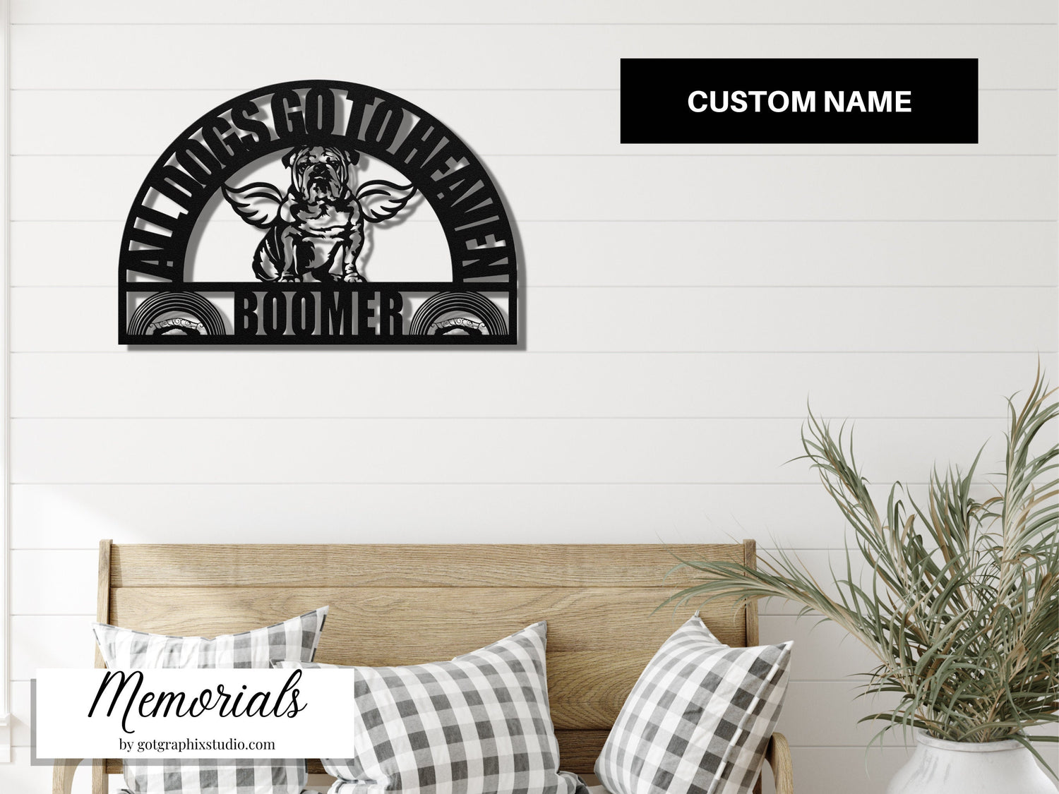 English Bulldog Dog Memorial Gift - All Dogs Go To Heaven In Loving Memory of Dog Remembrance Gift