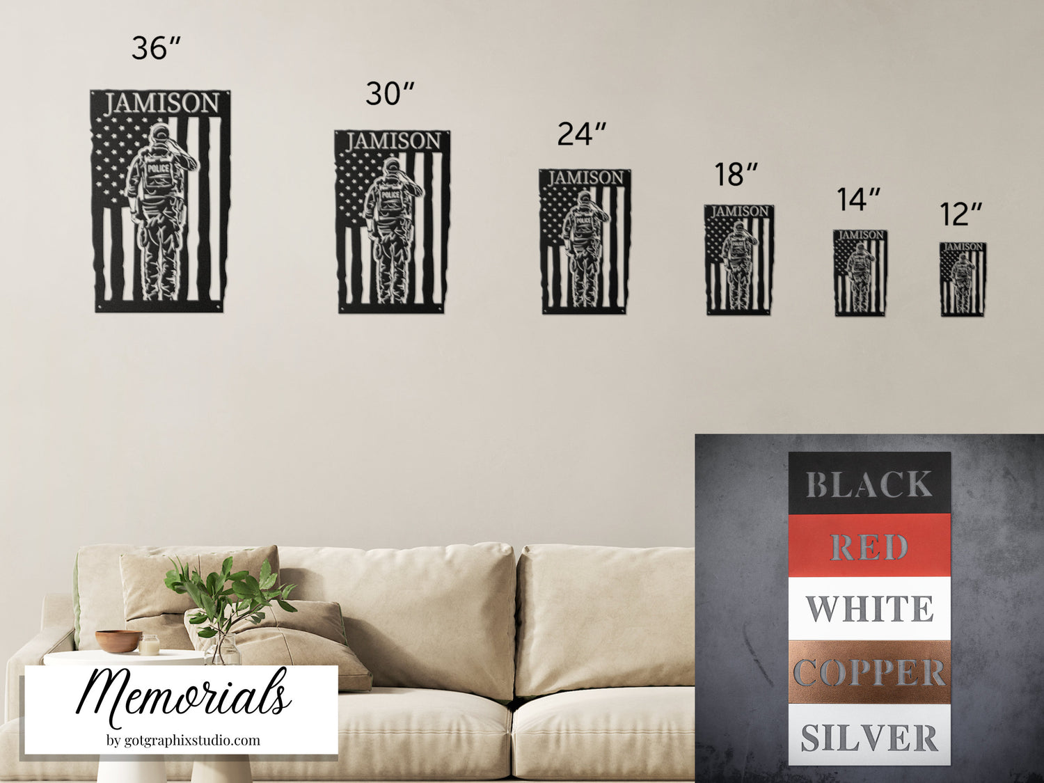 Personalized Police Officer Metal Art Sign - Thank You Police Metal Home Decor Gift