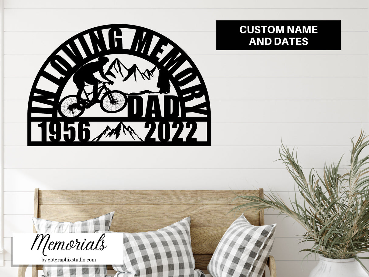 Mountain Bike Cyclist Memorial Sign for Loss of Loved One, Personalized Bicycle Remembrance Unique Sympathy Gifts