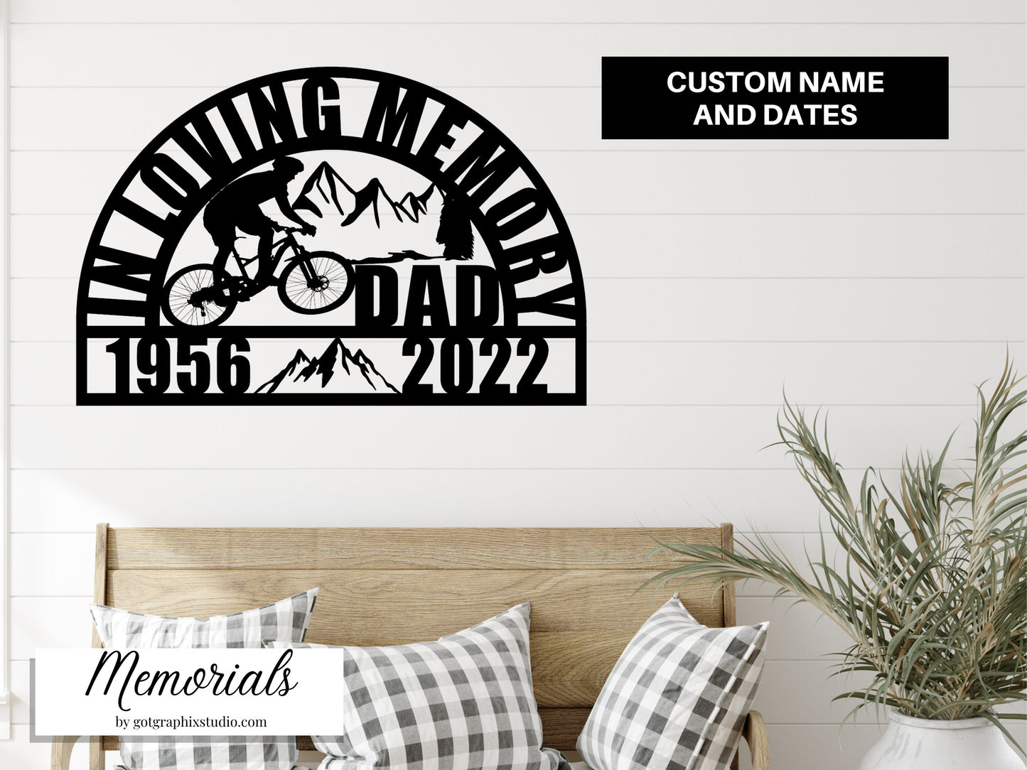 Mountain Bike Cyclist Memorial Sign for Loss of Loved One, Personalized Bicycle Remembrance Unique Sympathy Gifts