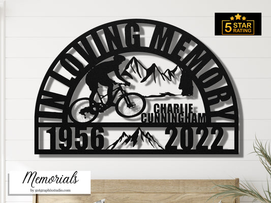 Mountain Bike Memorial Sign for Loss of Loved One, Personalized Unique Remembrance Sympathy Gifts