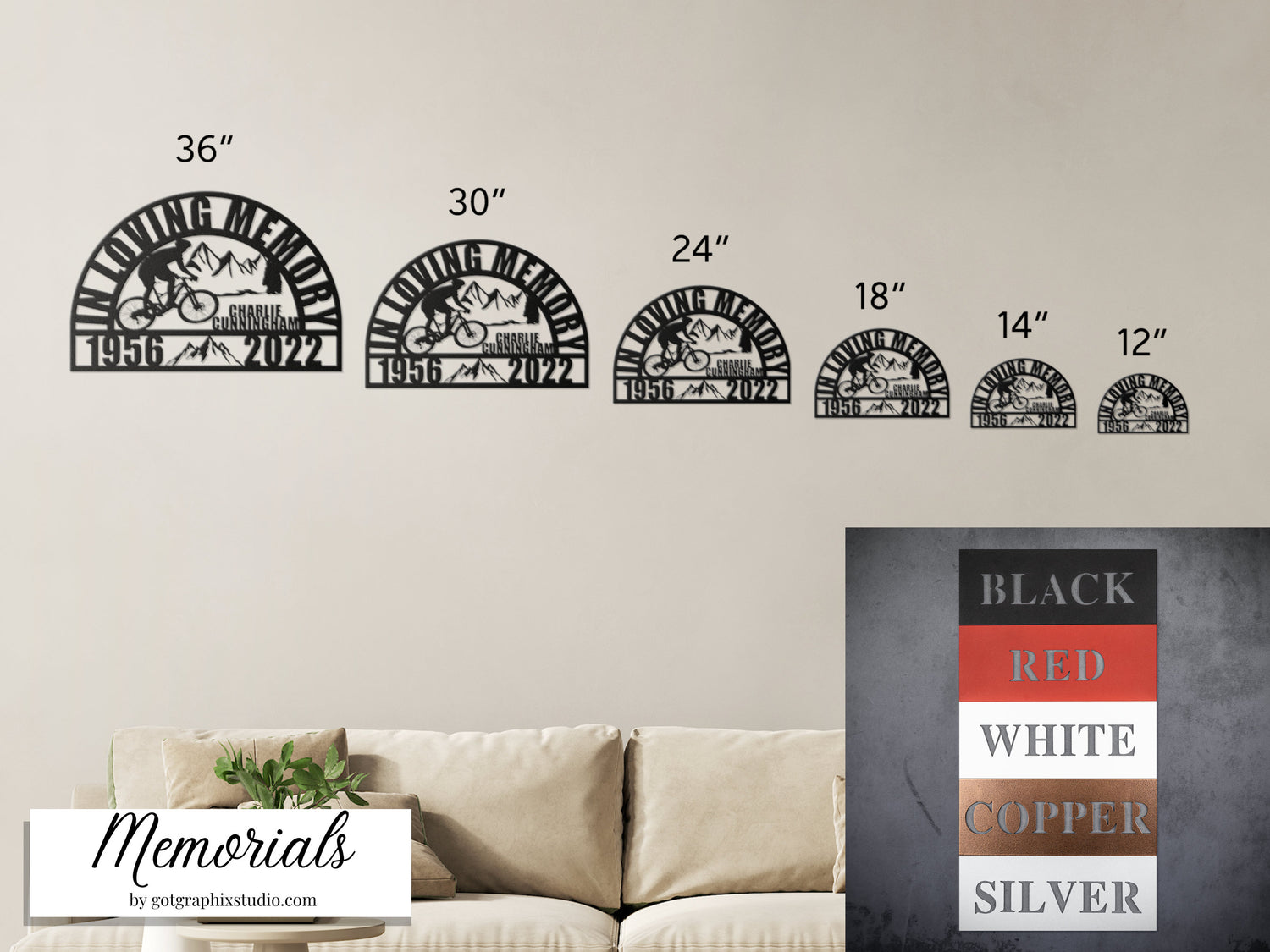 Mountain Bike Cyclist Memorial Sign for Loss of Loved One, Personalized Bicycle Remembrance Unique Sympathy Gifts