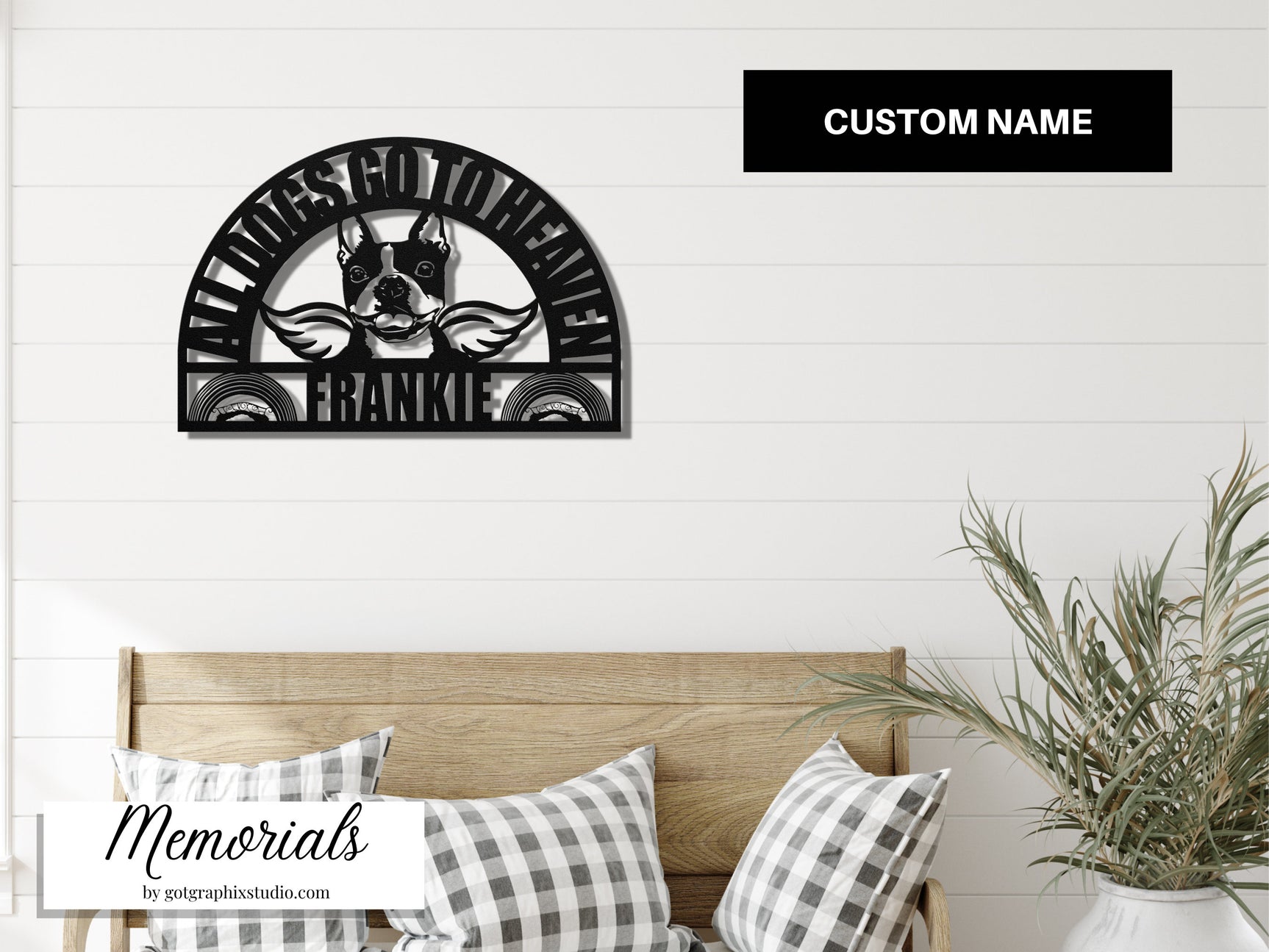 Boston Terrier Dog Memorial Gift - All Dogs Go To Heaven In Loving Memory of Dog Remembrance Gift