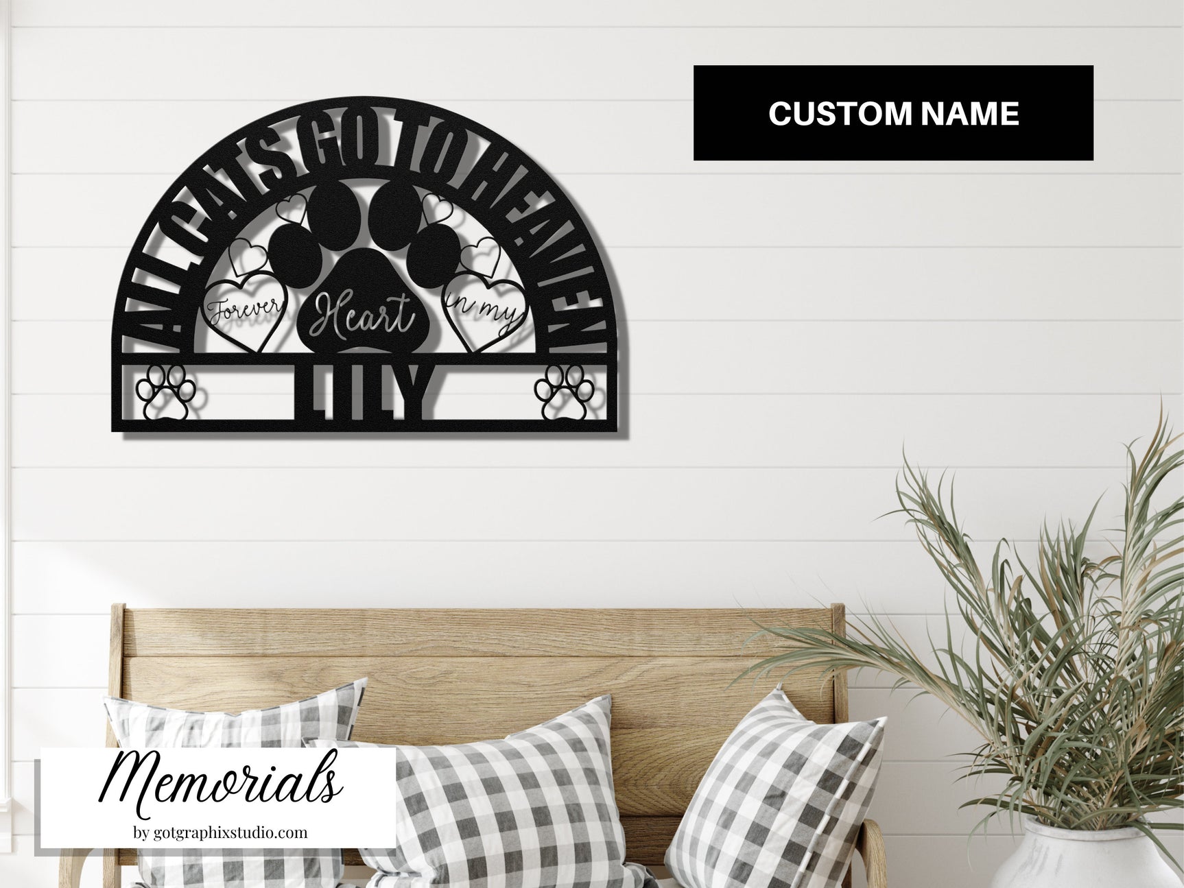 Cat Paw Print Memorial Gift - All Cats Go To Heaven Forever In My Heart Pawprint Design Pet Remembrance Gift