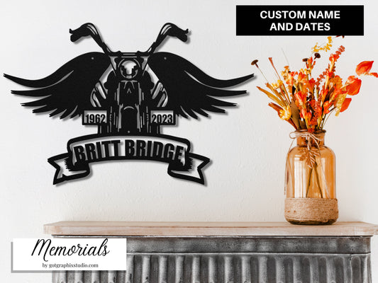 Hanging Motorcycle Sympathy Gift Loss of Husband - Personalized Memorial Grave Stake Decoration for Cemetery - In Loving Memory