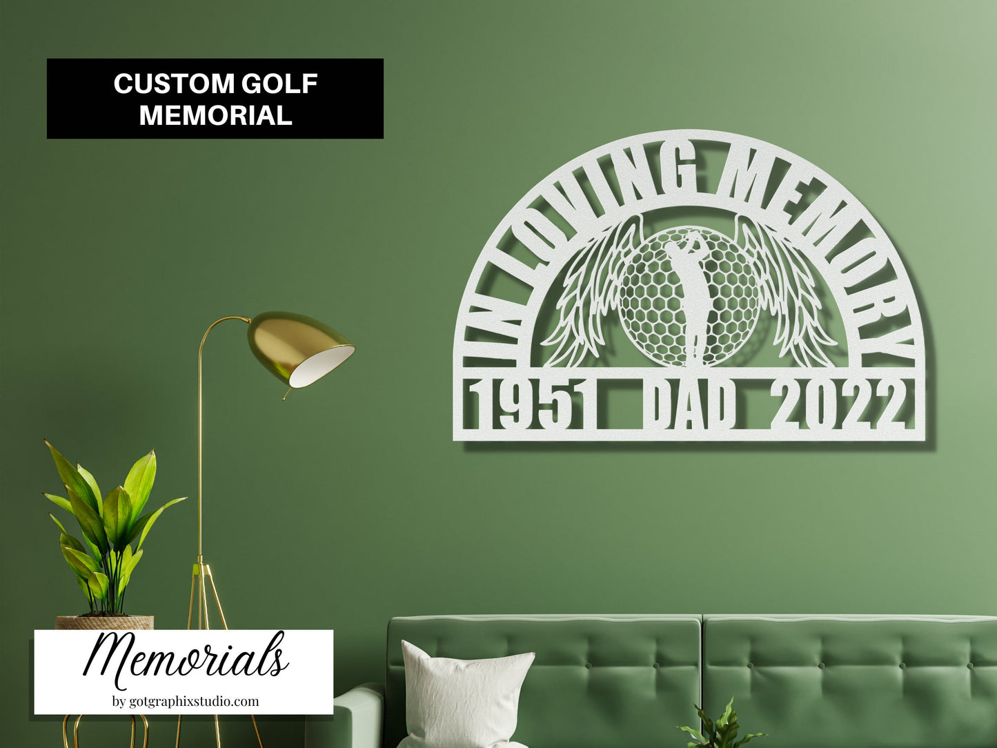 Golf Memorial Gift, Personalized Golfing Bereavement Gift, Funeral Gifts, Loss of Father, Loss of Dad, In Loving Memory Sympathy Gift