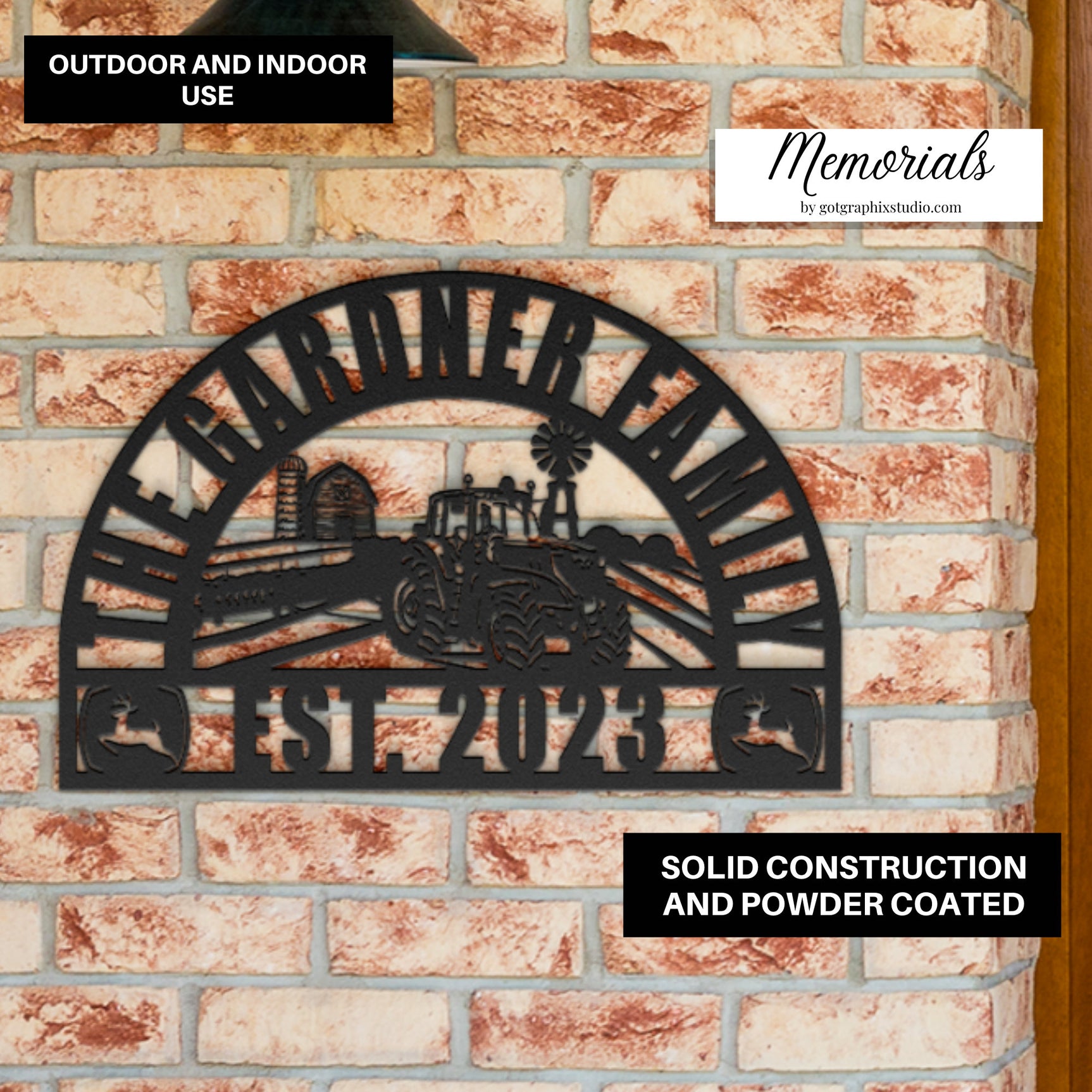 Personalized Family Last Name Sign for Wall - John Deere Tractor Last Name Established Sign for House - Farmhouse Metal Newlyweds Gift