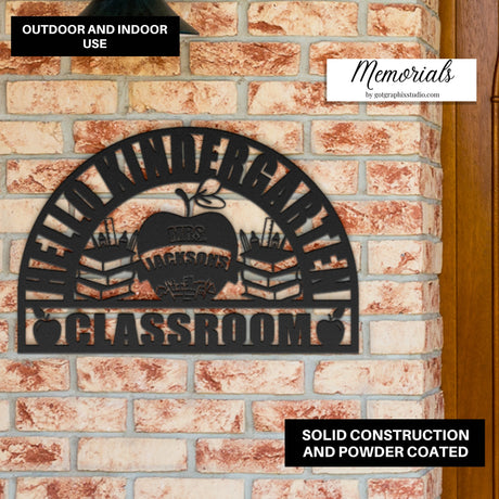 Hello Kindergarten Teacher Wall Art, Personalized Teacher Classroom Gifts for Kindergarten Teaching Custom Metal Wall Hanging Decor