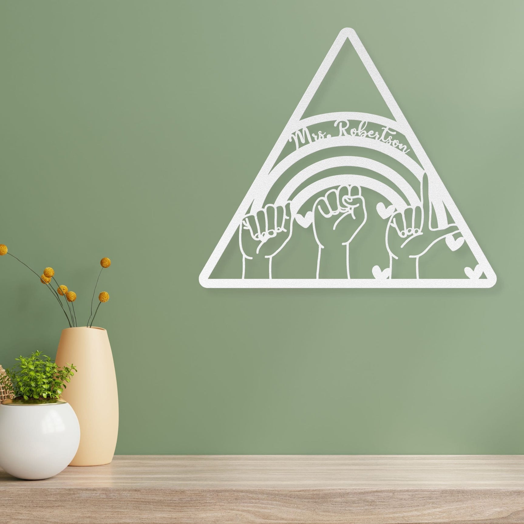 ASL Teacher Gift | Personalized Sign Language Teacher Classroom Sign | Sign Language Deaf Gift | Hand Interpreter Teacher Appreciation Gifts