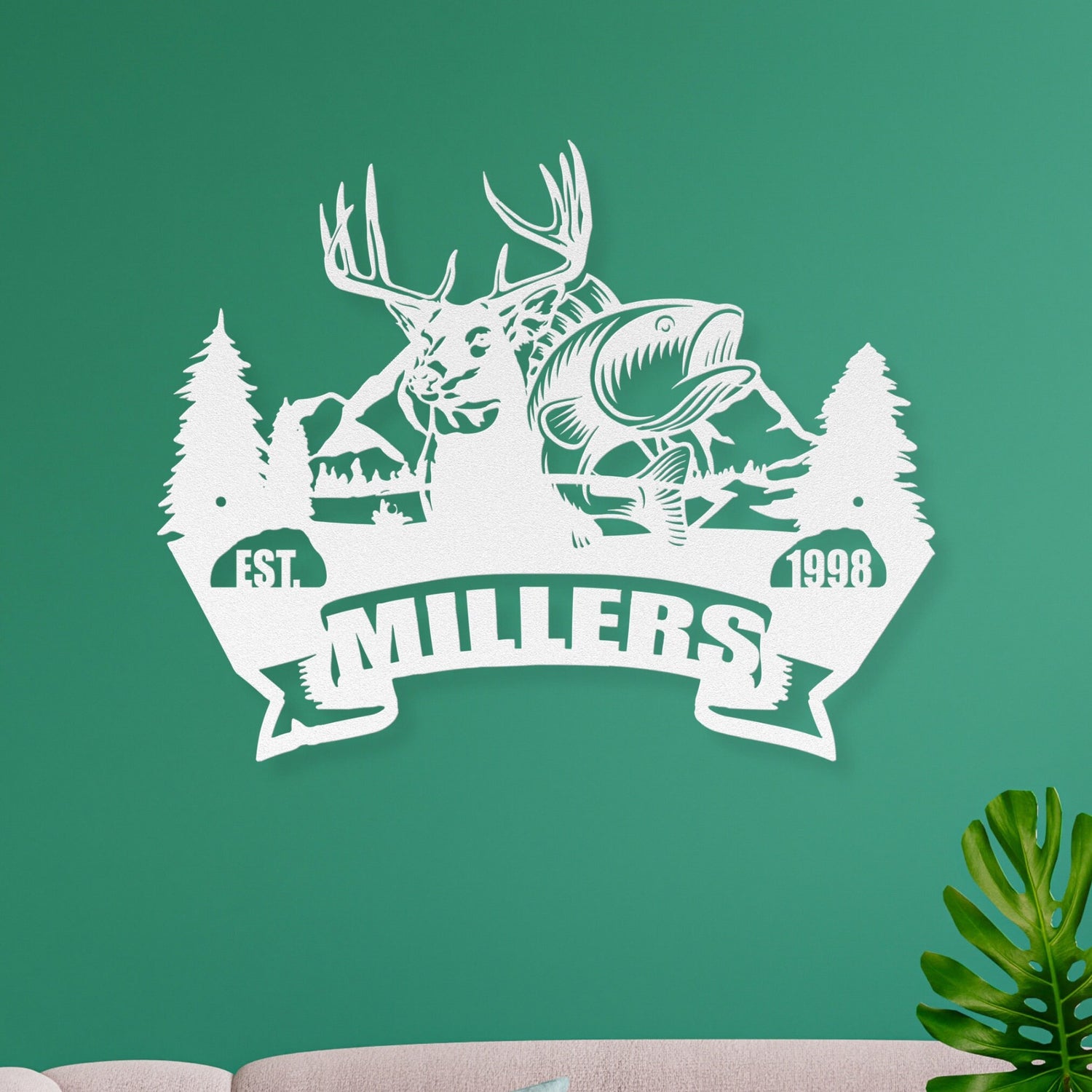 Personalized Metal Sign Deer Fish