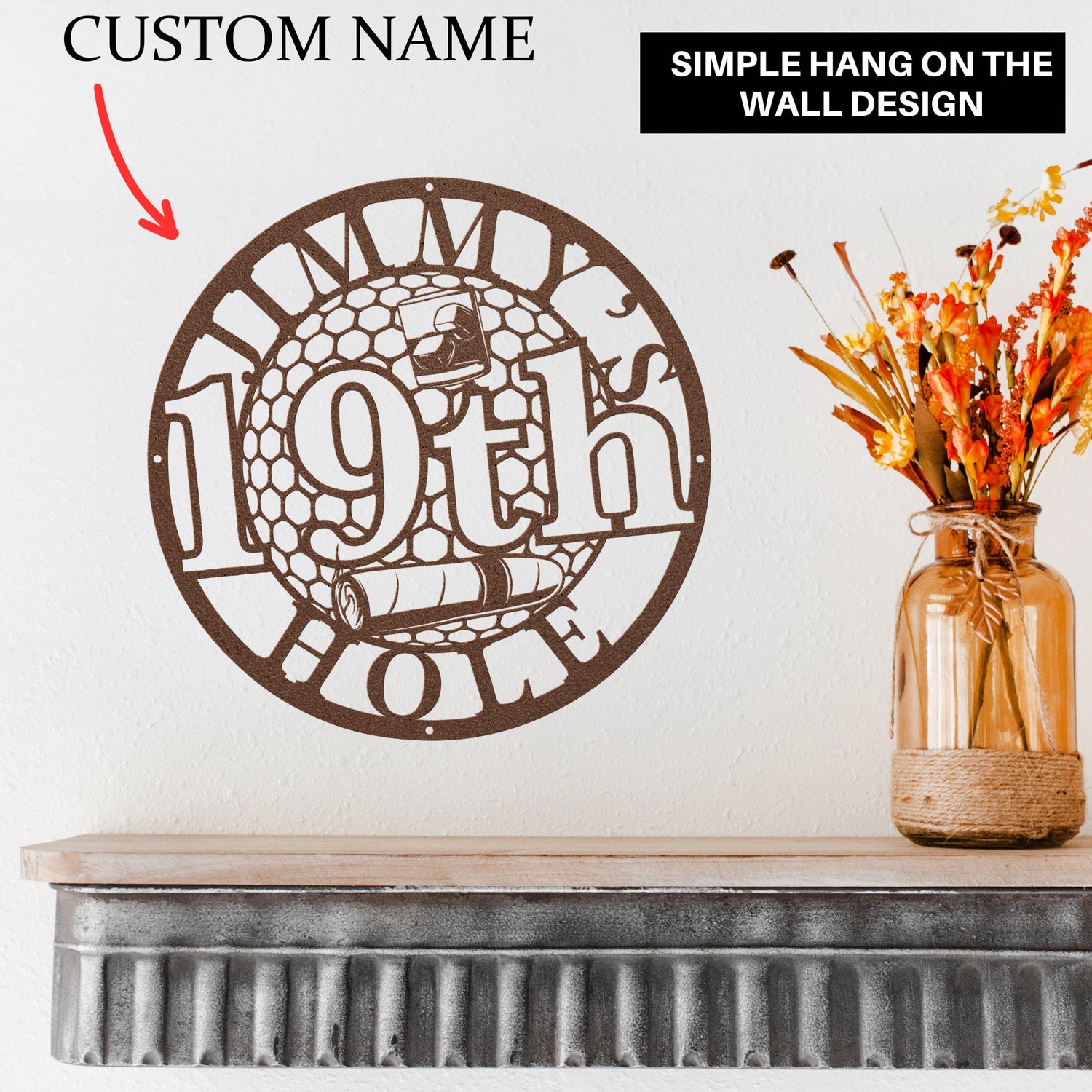 Metal Golf Sign Personalized | 19th Hole Metal Sign | Golf Gifts for Men | Golfing Signs for Garage | Husband Dad Golfer Birthday Gifts