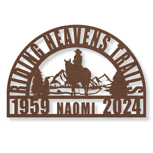 Horse Rider Memorial Gift | Equestrian Sympathy Gift | Personalized Horseback Rider Temporary Headstone Tribute | Riding Heavens Trails
