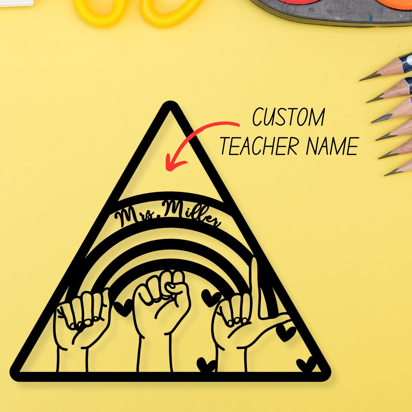 ASL Teacher Gift | Personalized Sign Language Teacher Classroom Sign | Sign Language Deaf Gift | Hand Interpreter Teacher Appreciation Gifts