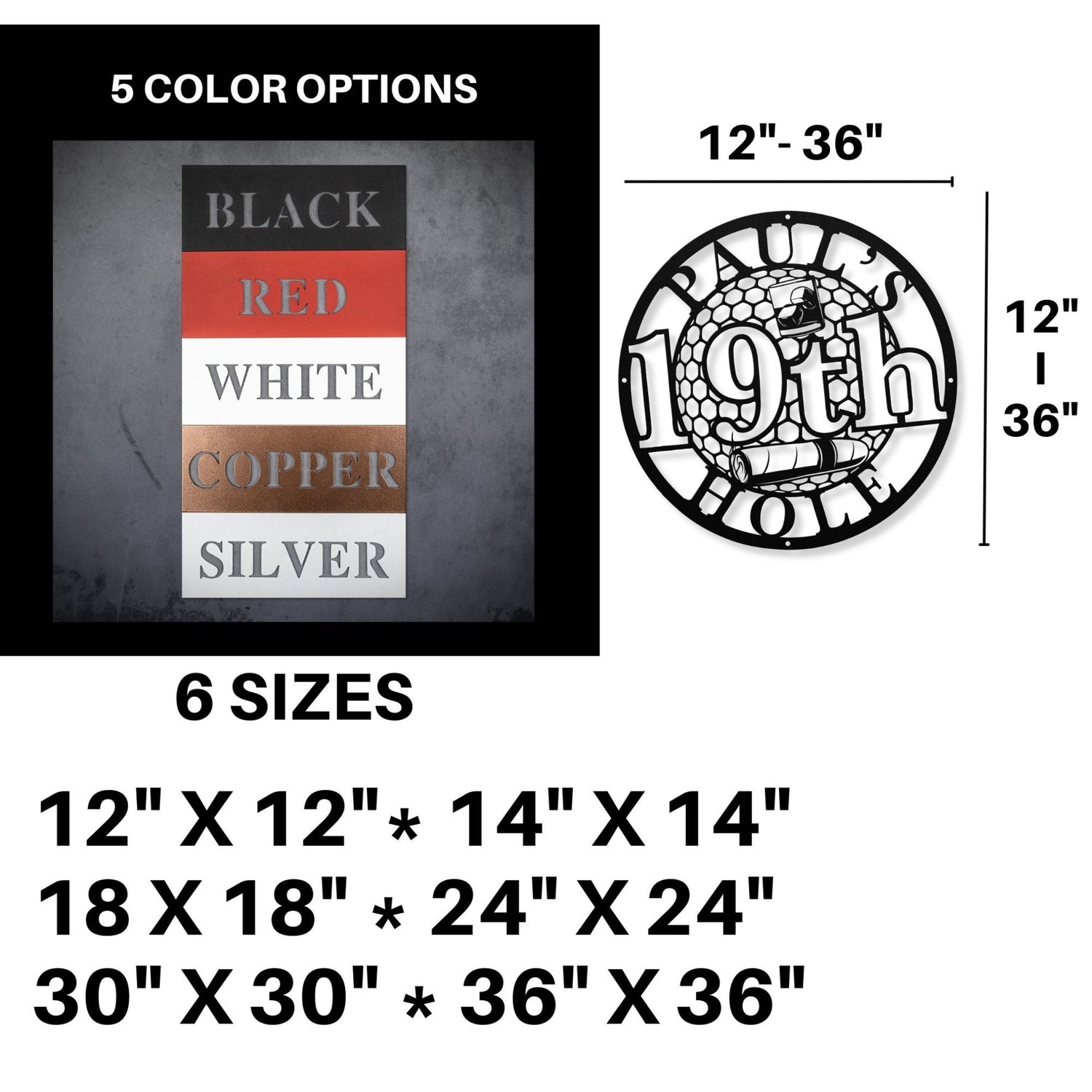 Metal Golf Sign Personalized | 19th Hole Metal Sign | Golf Gifts for Men | Golfing Signs for Garage | Husband Dad Golfer Birthday Gifts