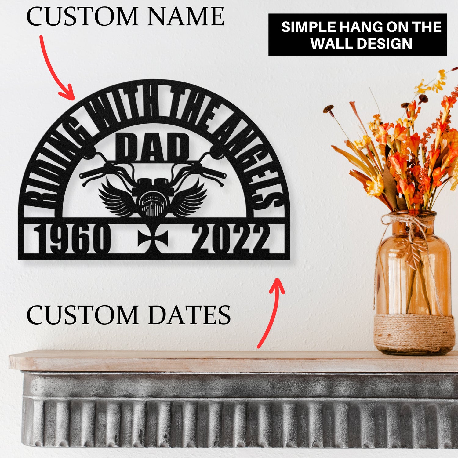 Motorcycle Sympathy Gift Loss of Father Gift - Dad Bereavement Gift - Riding with the Angels Memorial Garden - In Loving Memory Family Loss