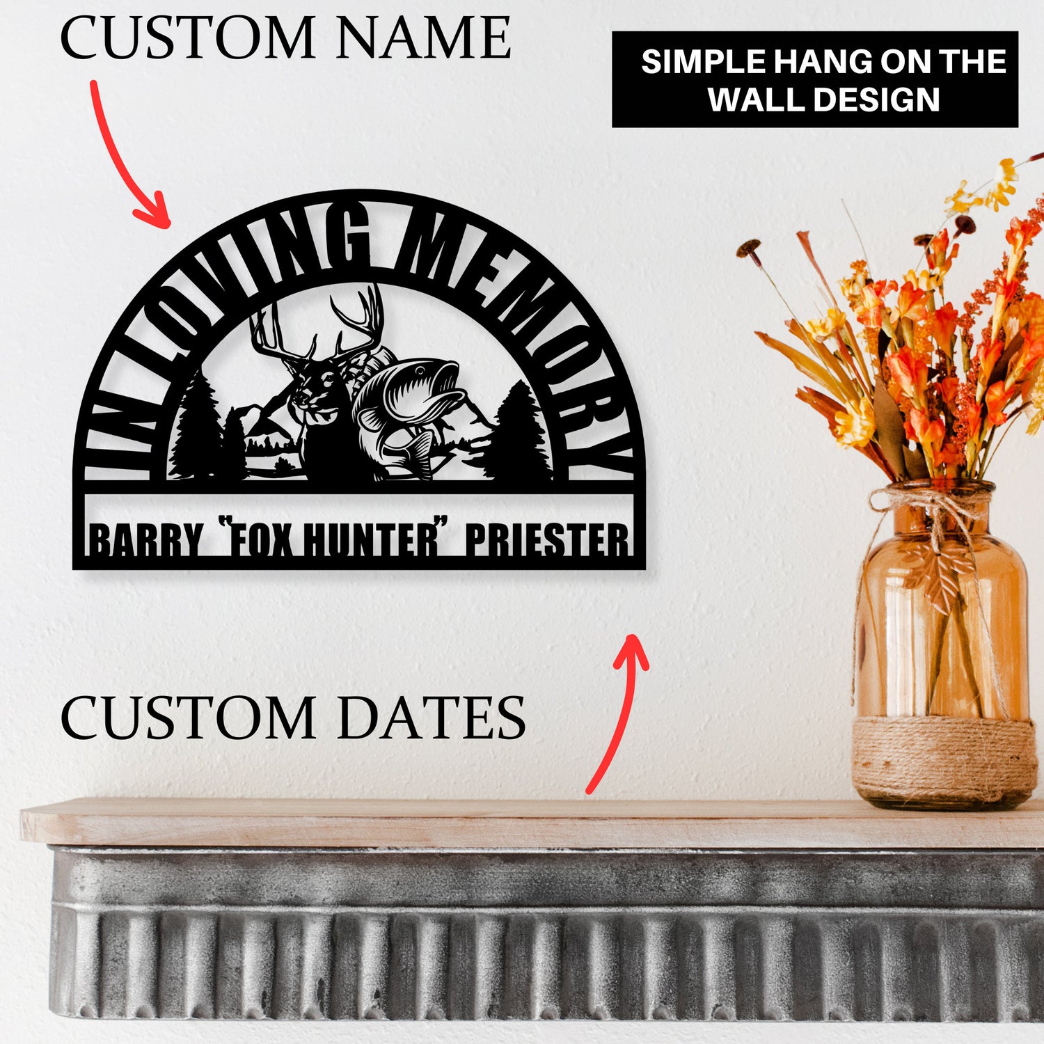 Hunting and Fishing Sympathy Memorial Sign - Personalized Celebration of Life for Men