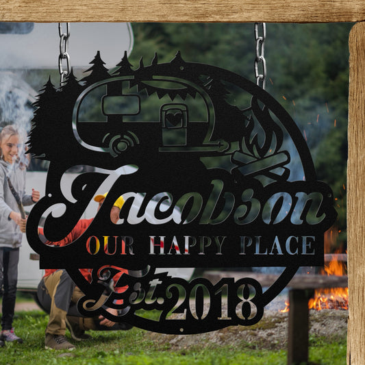 Wilderness Retreat Campsite Camping Sign Personalized With Family Name and Established Date for Outdoor Lake House Decor or Rv Camping Gifts