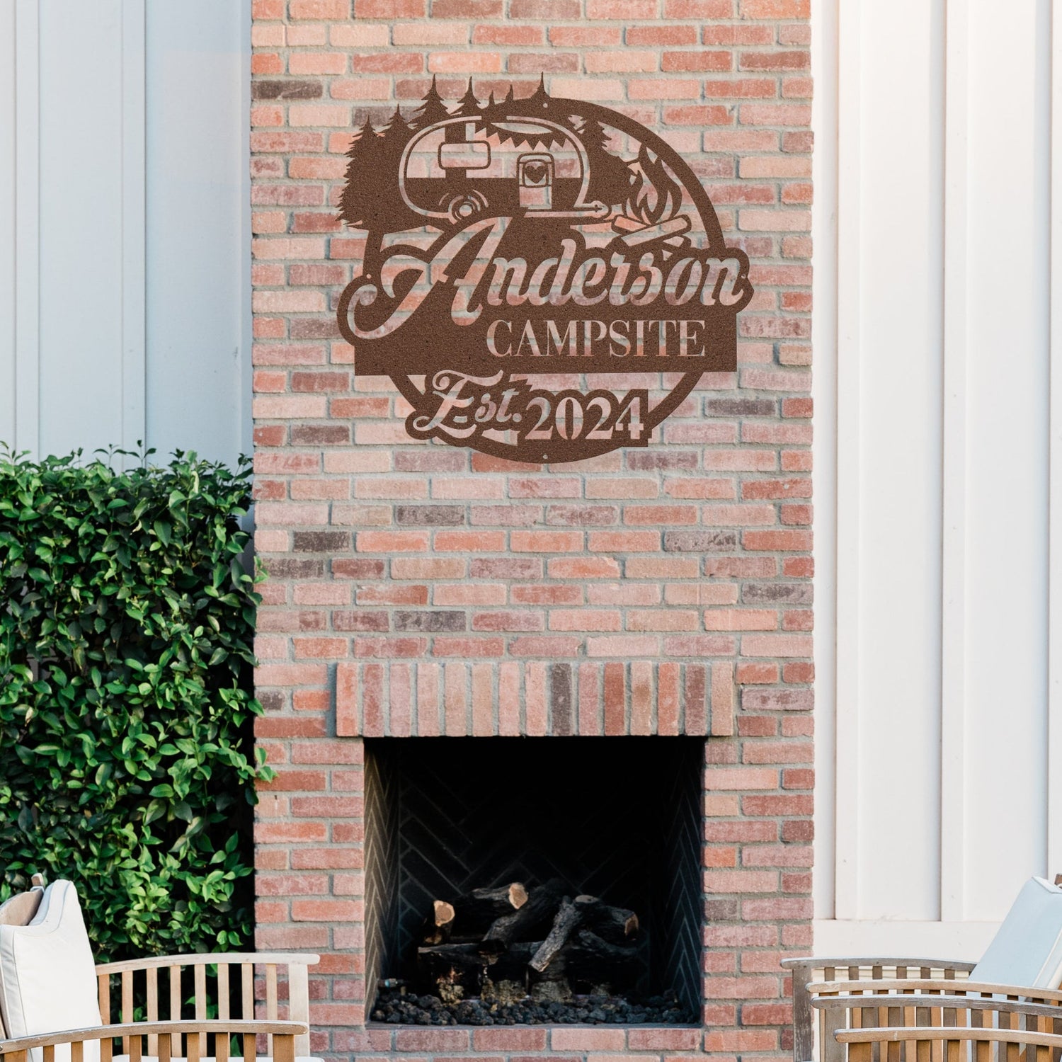 Wilderness Retreat Campsite Camping Sign Personalized With Family Name and Established Date for Outdoor Lake House Decor or Rv Camping Gifts