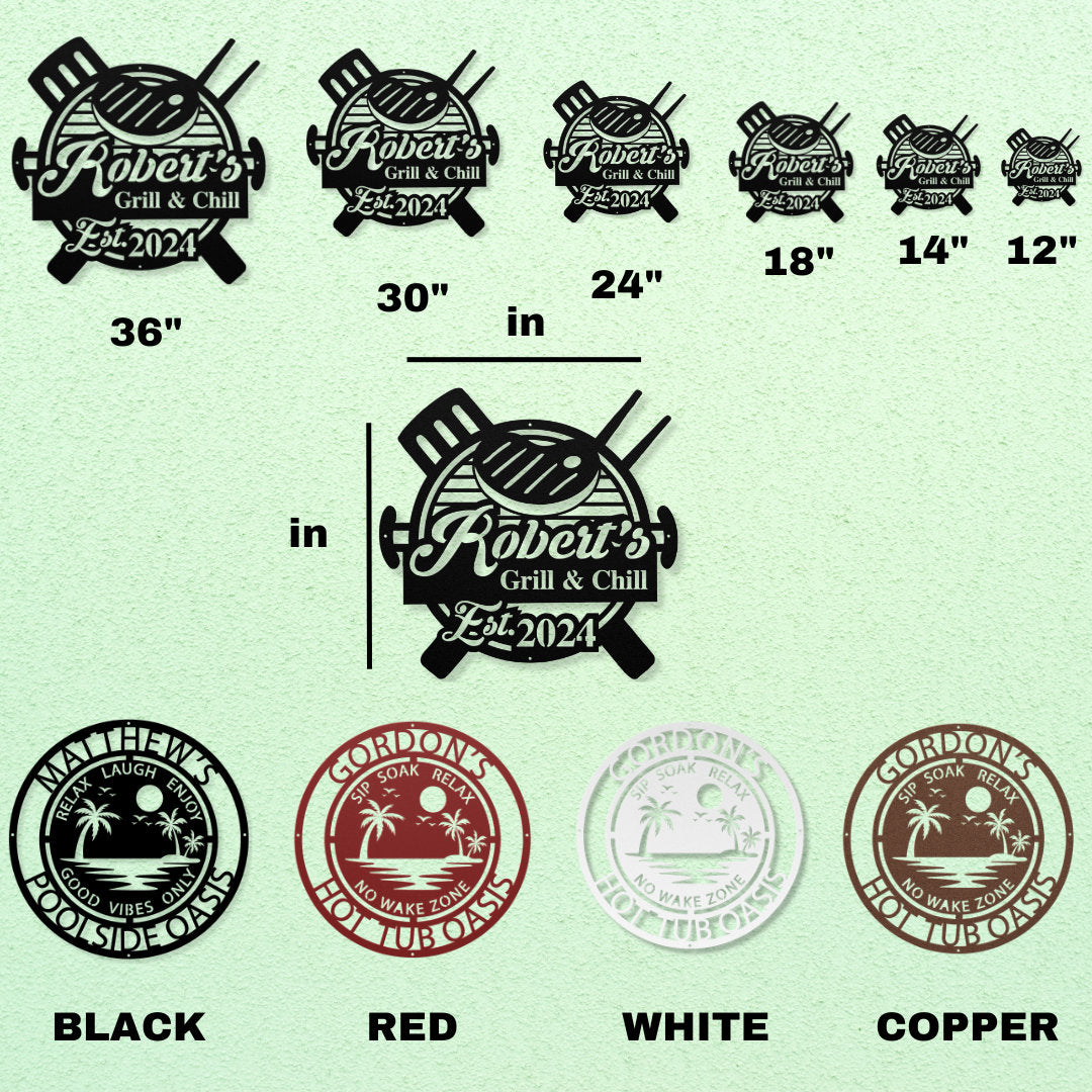 Custom Outdoor Metal Signs Barbecue - Personalized Grill Gifts for Dad BBQ Kitchen Decor for Backyard or Patio