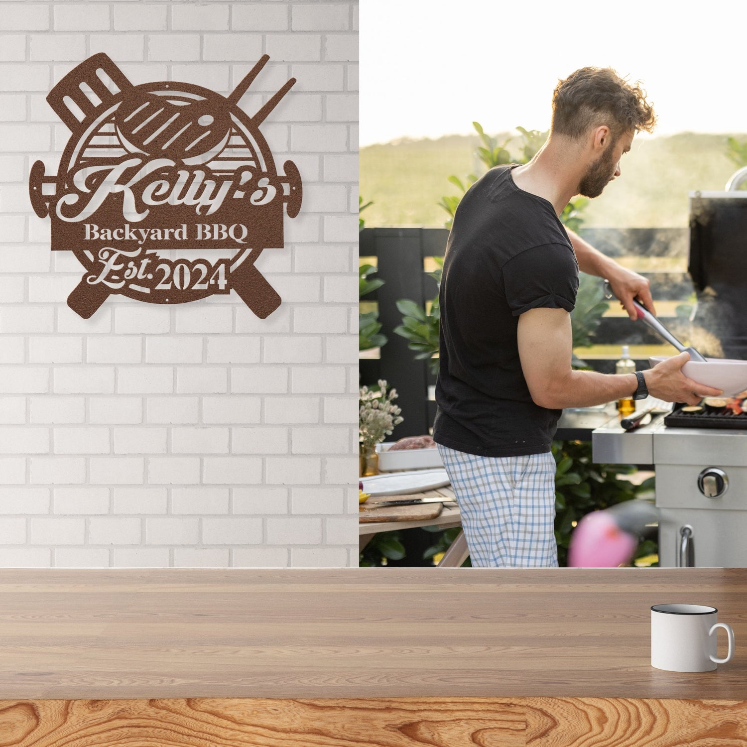 Custom Outdoor Metal Signs Barbecue - Personalized Grill Gifts for Dad BBQ Kitchen Decor for Backyard or Patio