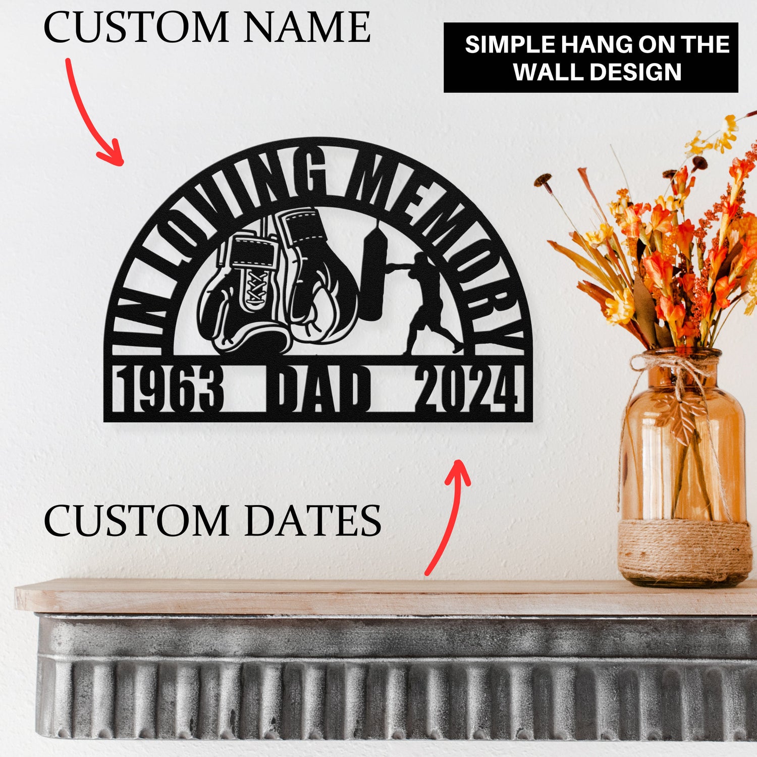 Boxer Boxing Glove Memorial Gift Loss of Loved One - Personalized Tribute to a Sports Legend In Loving Memory Wall Sign Sympathy Gift