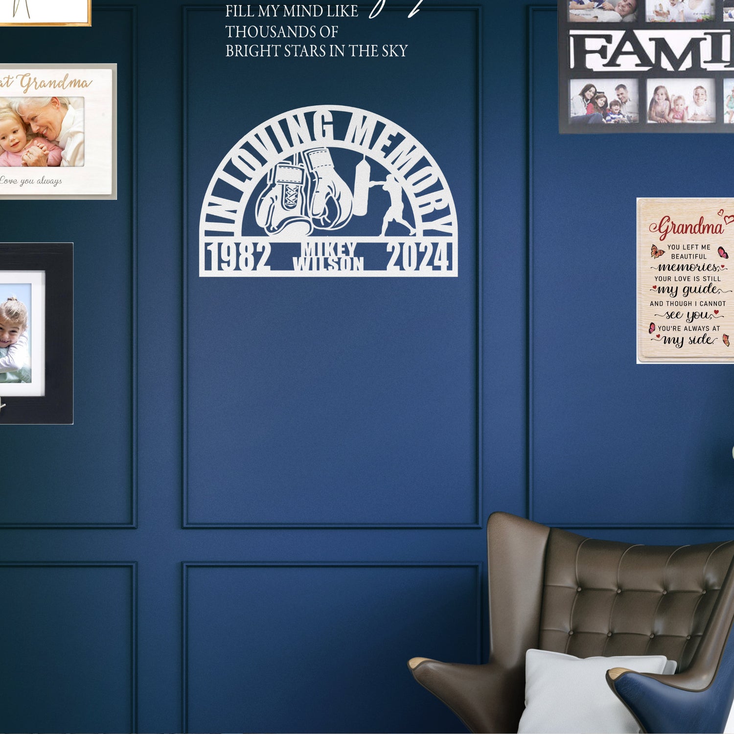 Remembering a Legend Boxer Boxing Glove Memorial Gift Loss of Loved One - Personalized Tribute In Loving Memory Wall Sign Sympathy Gift