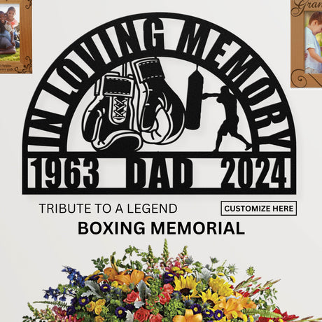 Remembering a Legend Boxer Boxing Glove Memorial Gift Loss of Loved One - Personalized Tribute In Loving Memory Wall Sign Sympathy Gift