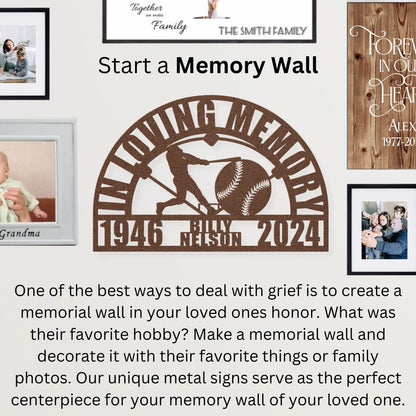 Legendary Baseball Memorial Gift - Personalized Sports Tribute Memorial Memory Metal Wall Sign or Temporary Grave Marker Men&#39;s Remembrance