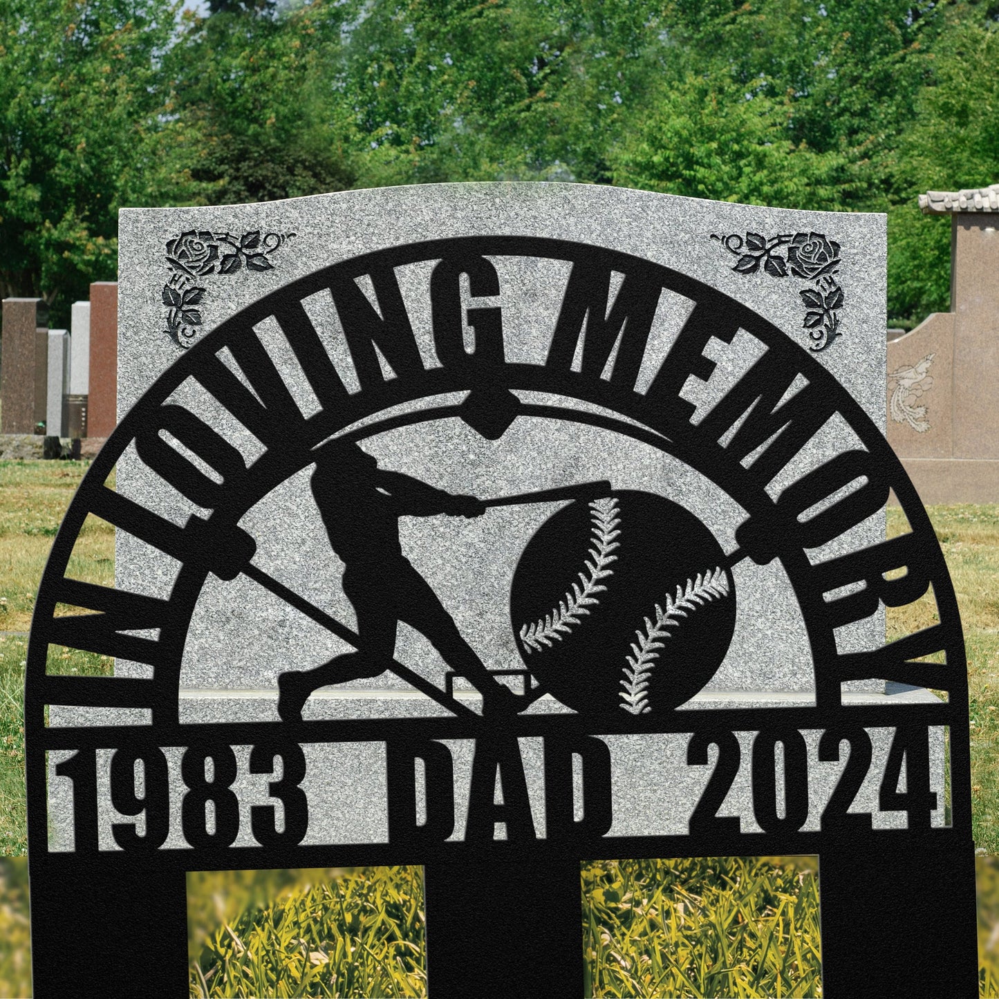 Legendary Baseball Memorial Gift - Personalized Sports Tribute Memorial Memory Metal Wall Sign or Temporary Grave Marker Men's Remembrance