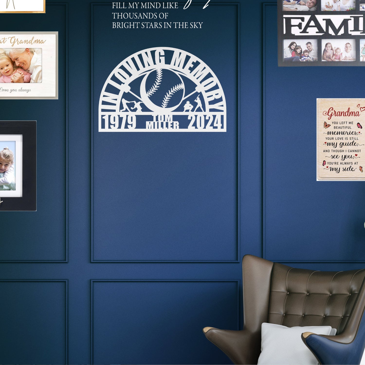 Touching Baseball Player Memorial Gift - Custom Sports Tribute Memory Memorial Metal Wall Sign or Gravesite Grave Marker Boys Remembrance