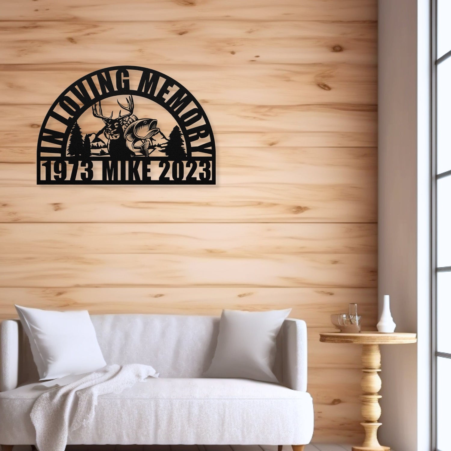 Hunting and Fishing Sympathy Memorial Sign - Personalized Celebration of Life for Men