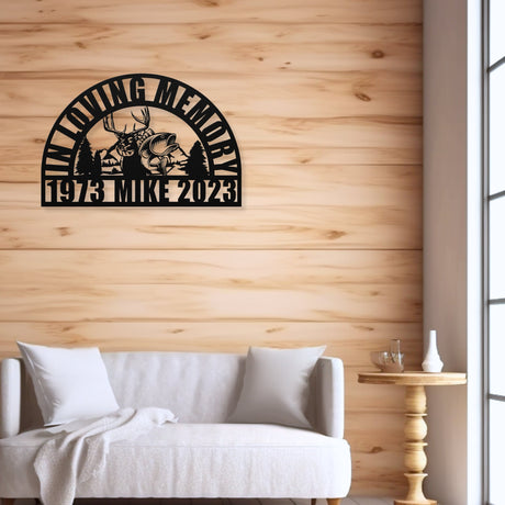 Hunting and Fishing Sympathy Memorial Sign - Personalized Celebration of Life for Men