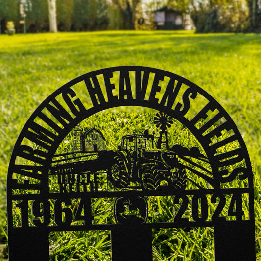 Personalized Memorial Gift for Farmer - Farming Heavens Fields - Sympathy Loss Gift for Dad