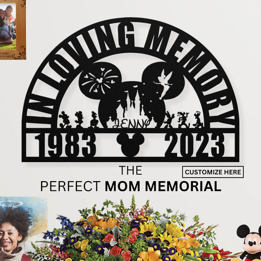 Disney Sympathy Gift Loss of Mother Gift, Mickey Mouse Mom Bereavement Gift, Memorial Hanging Wall Decor, In Loving Memory, Grave Memorial