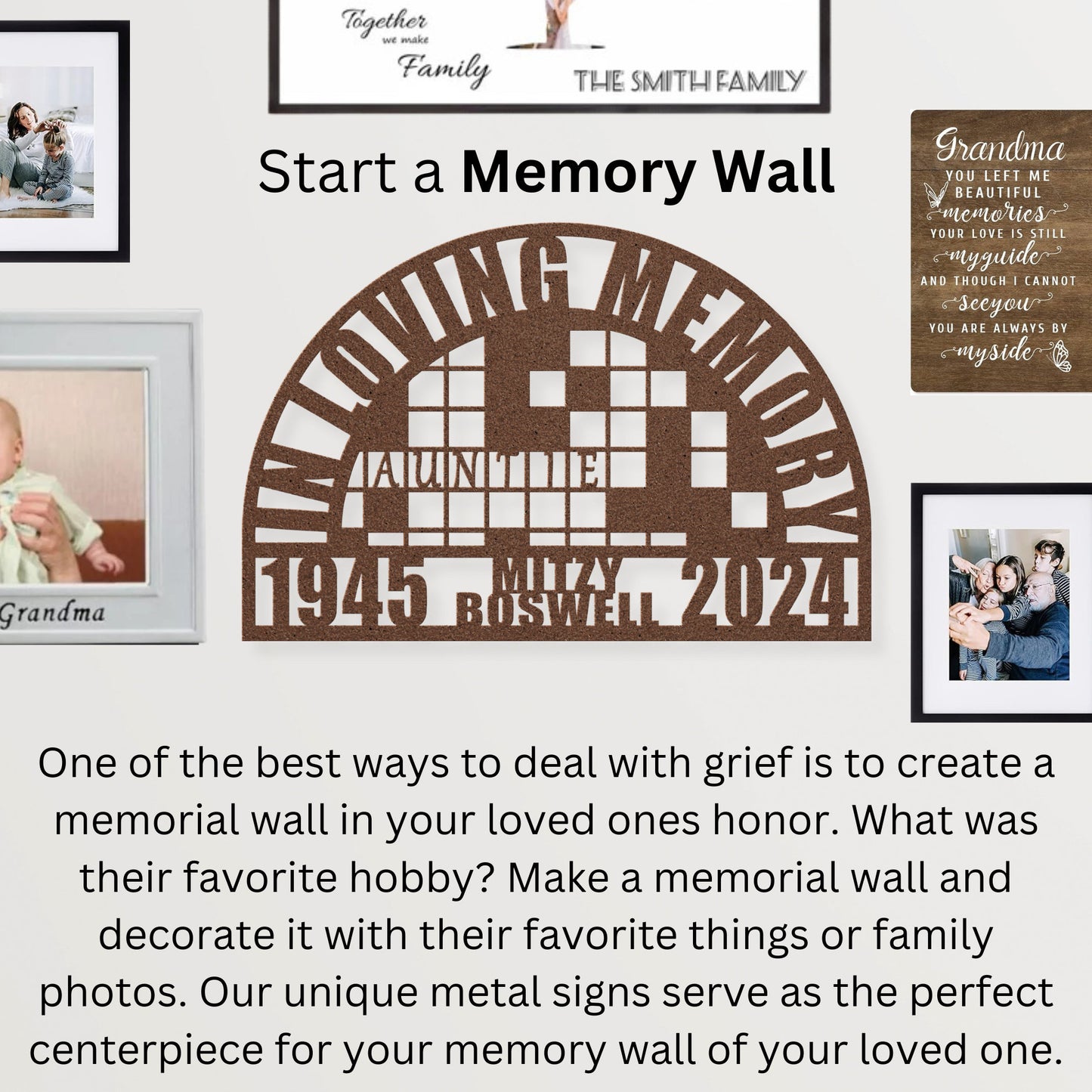 Unique Crossword Puzzle Memorial for Grandma - Personalized In Loving Memory Wall Sig Remembrance Sympathy Gift for Loss of Loved One