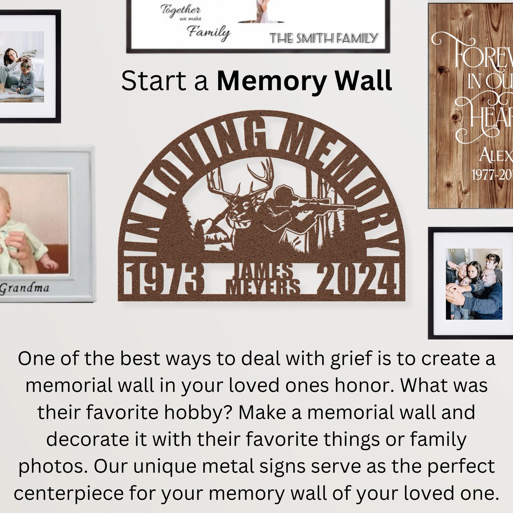 Hunter&#39;s Deer Hunter Memorial Gift for the Great Hunting Outdoorsman - Personalized In Loving Memory Wall Sign Dad Remembrance Sympathy Gift