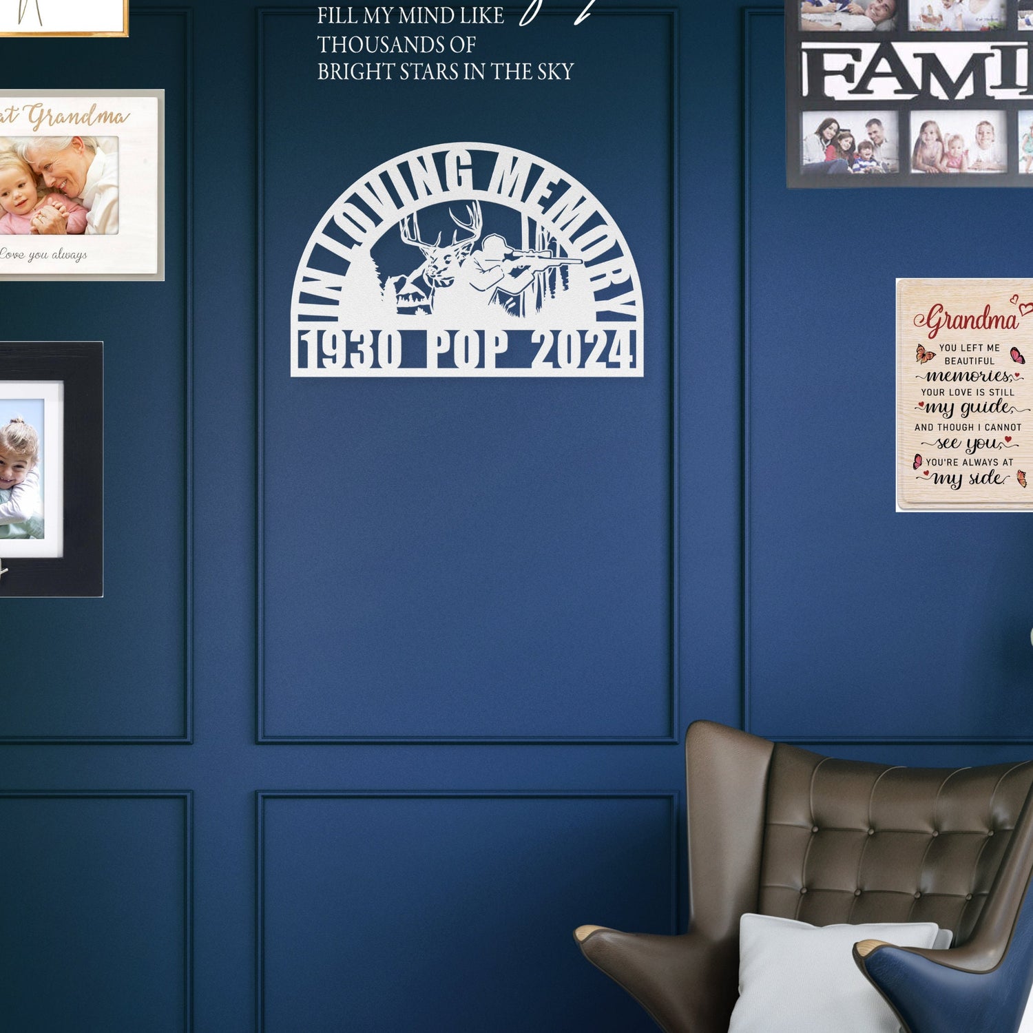 Hunter's Deer Hunter Memorial Gift for the Great Hunting Outdoorsman - Personalized In Loving Memory Wall Sign Dad Remembrance Sympathy Gift