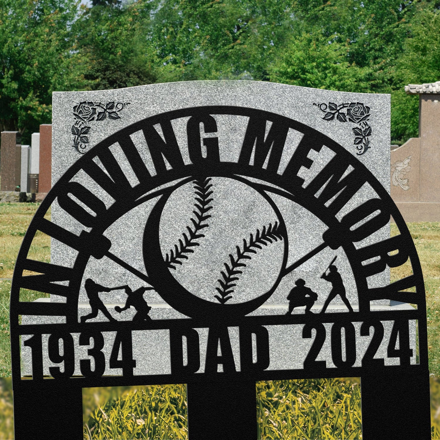 Touching Baseball Player Memorial Gift - Custom Sports Tribute Memory Memorial Metal Wall Sign or Gravesite Grave Marker Boys Remembrance