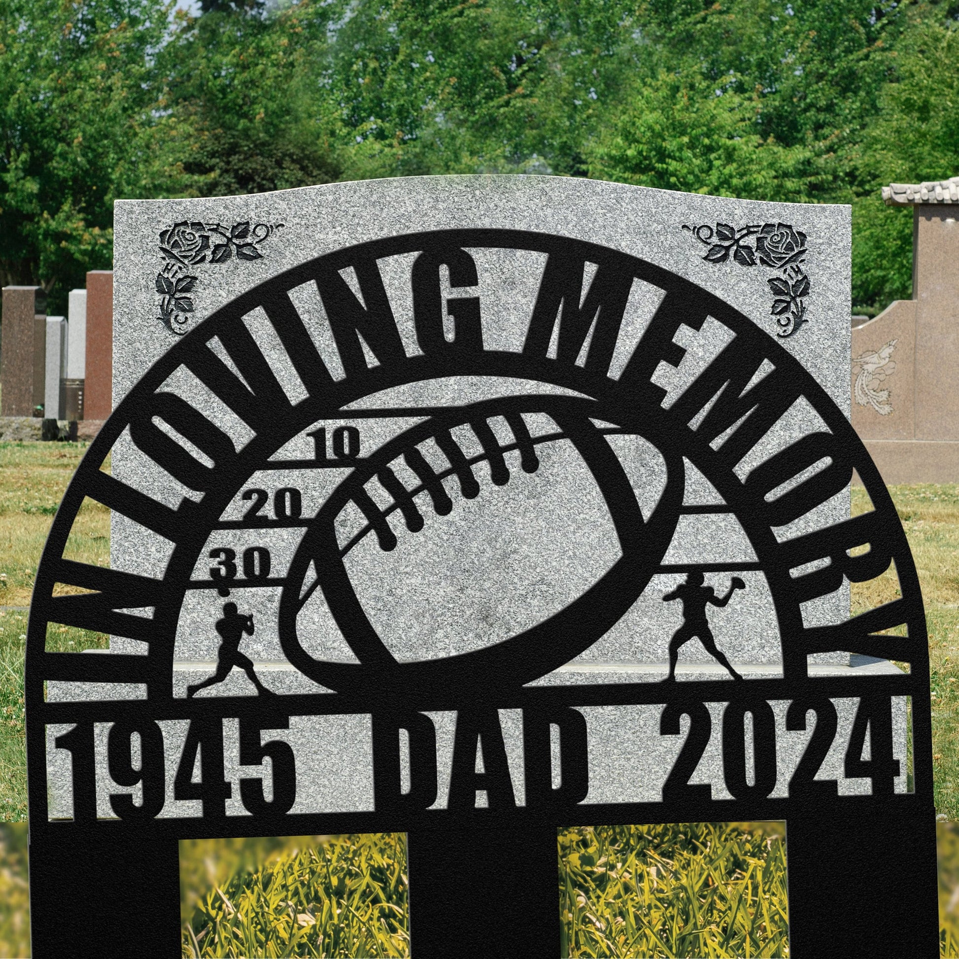 Honoring Football Player Memorial Gift - Custom Sports Tribute Memory Memorial Metal Wall Sign or Mens Boys Kid Gravesite Marker Remembrance