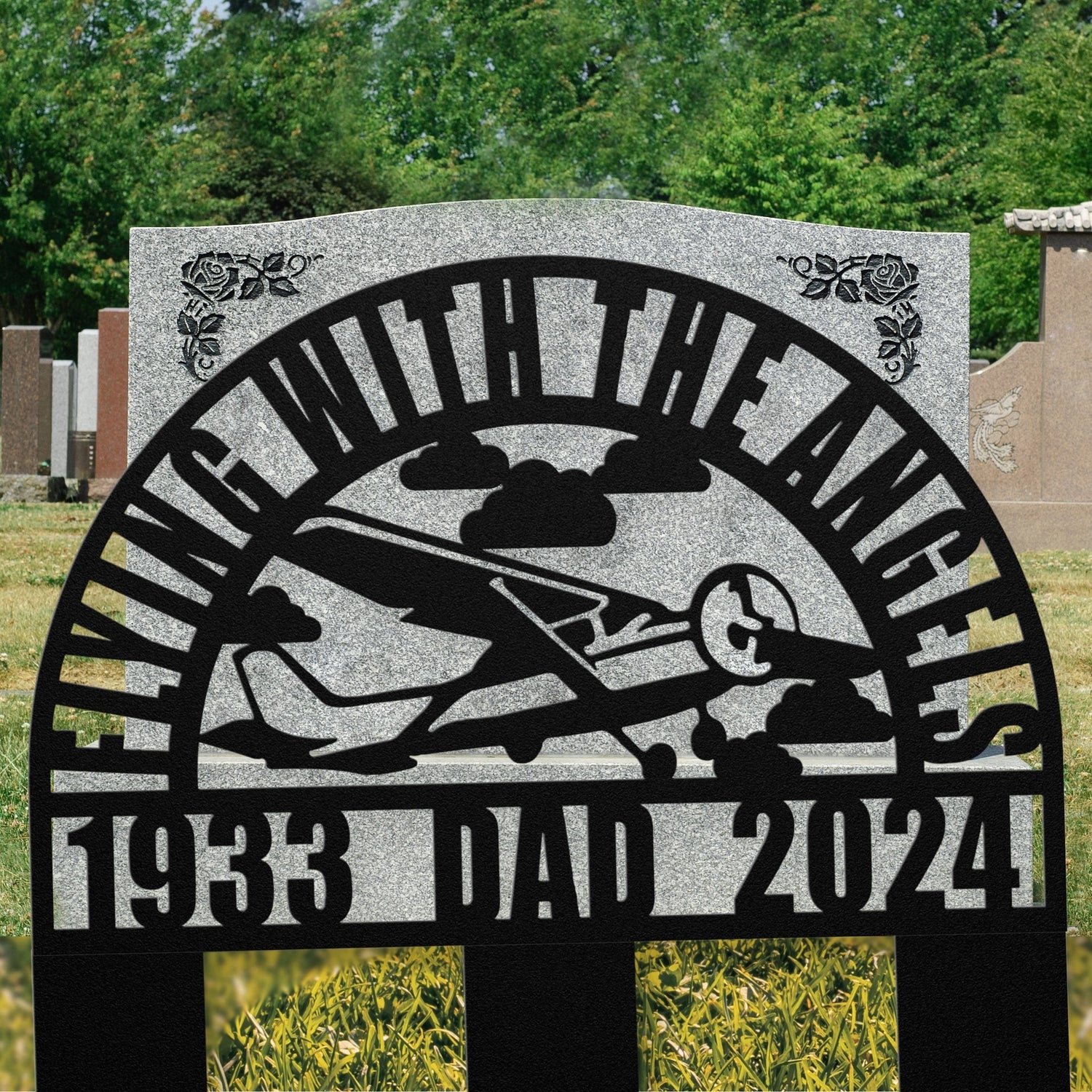 Light Aircraft Pilot Remembrance Gifts for Men, Flying With The Angels Memorial Metal Sign, Custom Airplane Sympathy Gift Loss of Husband