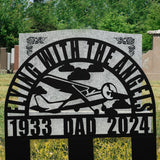 Light Aircraft Pilot Remembrance Gifts for Men, Flying With The Angels Memorial Metal Sign, Custom Airplane Sympathy Gift Loss of Husband