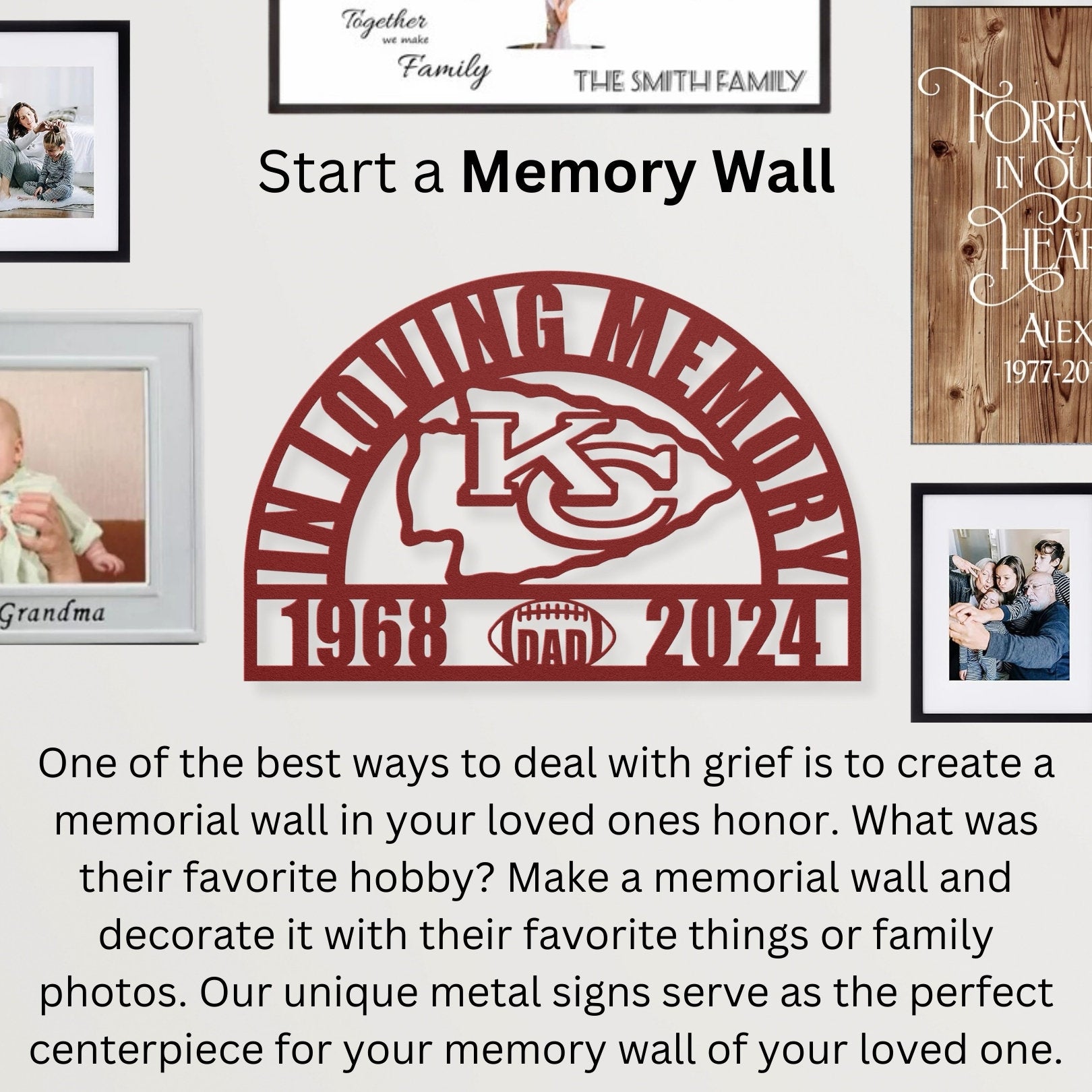 Personalized Kansas City Chiefs Football Memorial: A Sympathy Gift for Loss of a Beloved Red Coater