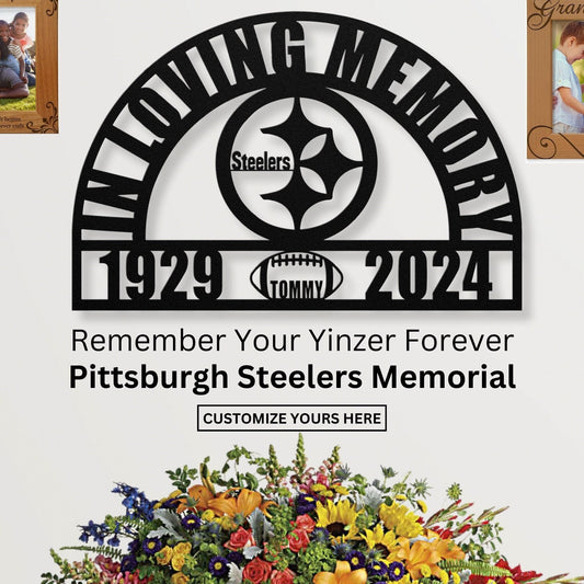 Personalized Pittsburgh Steelers Football Memorial: A Sympathy Gift for Loss of a Beloved Yinzer