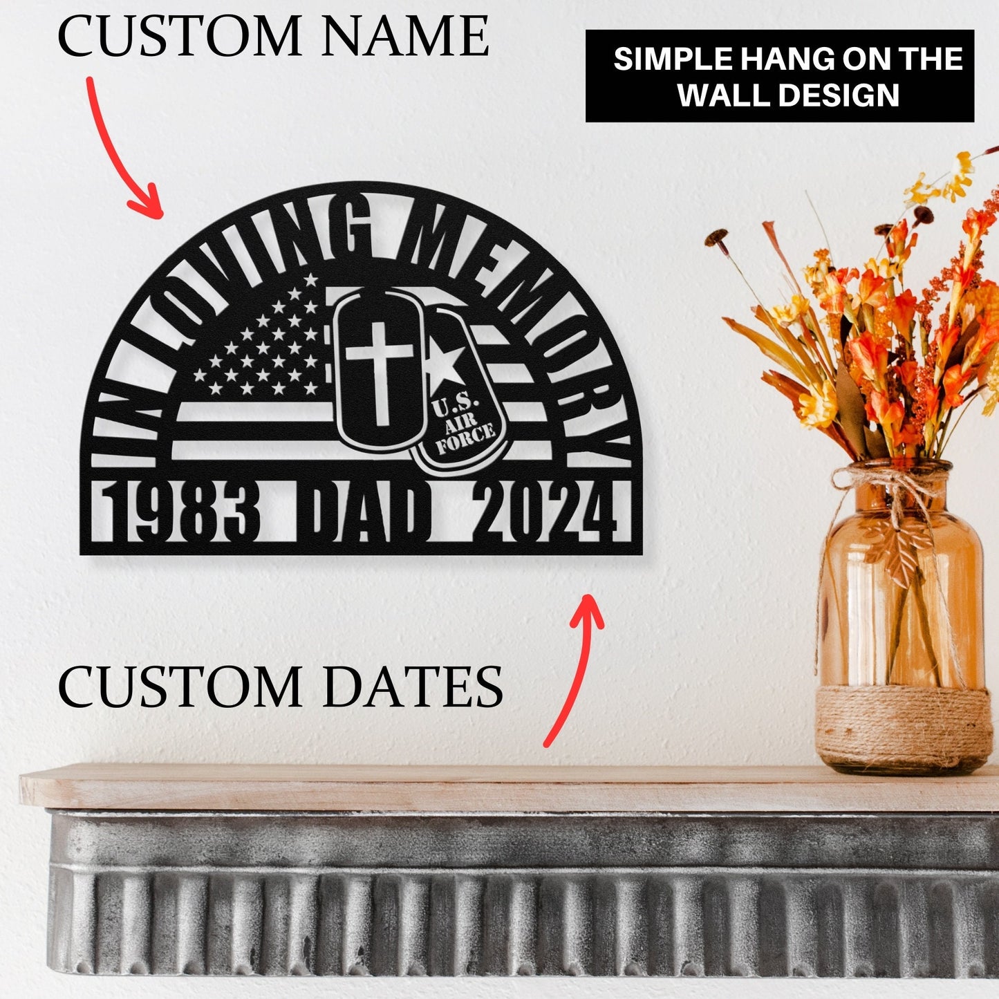 Personalized U.S. Air Force Veteran Memorial Gift: Perfect Sympathy Gift for The Loss of Your Fallen Soldier